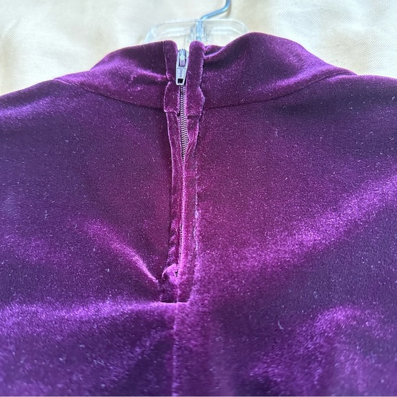 Vintage Helene Blake Purple Velvet Velour Knit Dress size Large - Picture 4 of 8